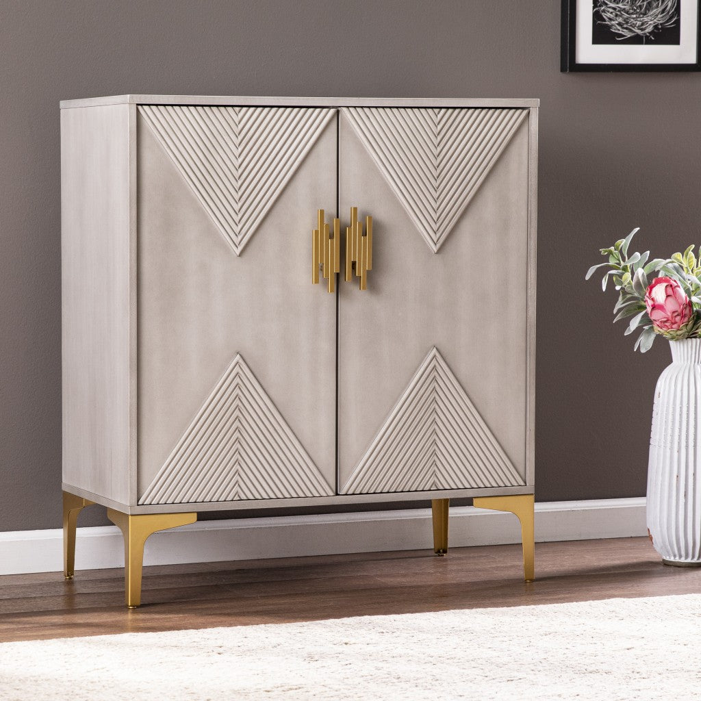 32" Gray Solid Wood Sideboard with Two Doors-8