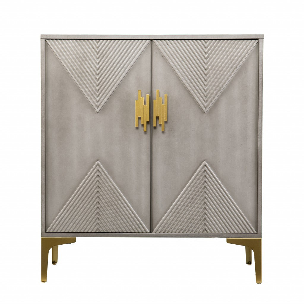 32" Gray Solid Wood Sideboard with Two Doors-1