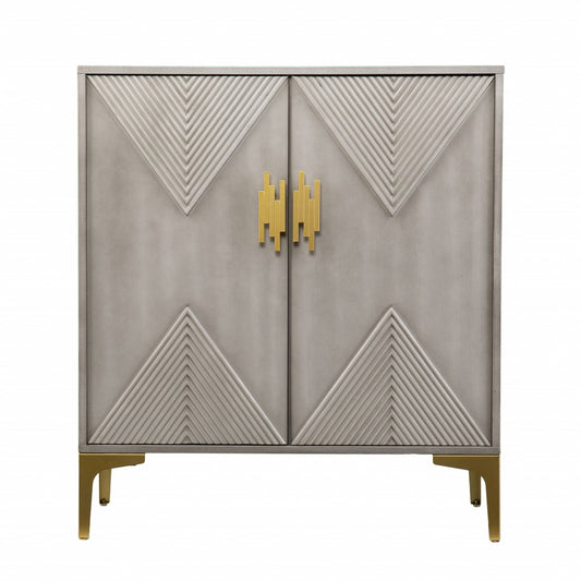 32" Gray Solid Wood Sideboard with Two Doors-1