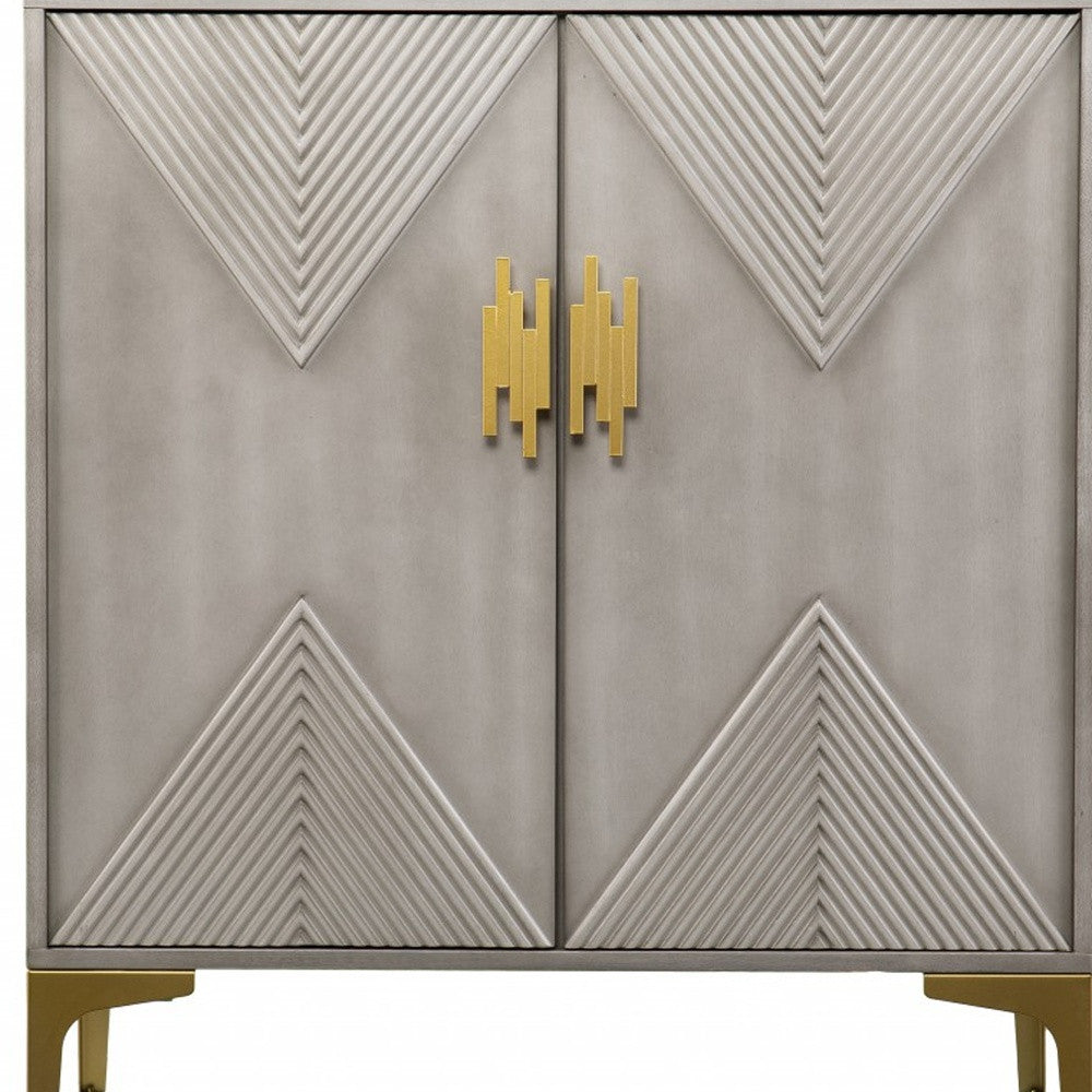 32" Gray Solid Wood Sideboard with Two Doors-7