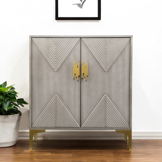 32" Gray Solid Wood Sideboard with Two Doors-0