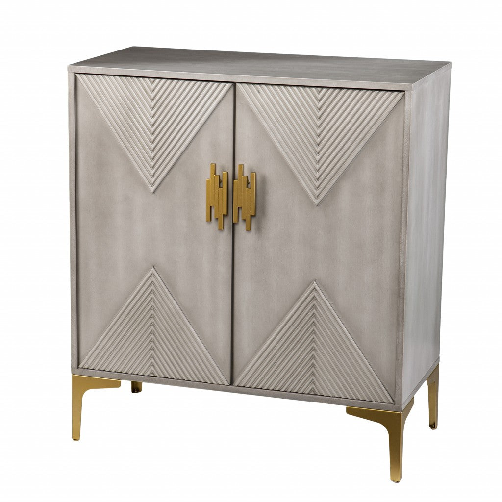 32" Gray Solid Wood Sideboard with Two Doors-5