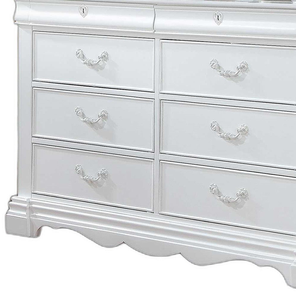 56" White Solid Wood Eight Drawer Double Dresser-3