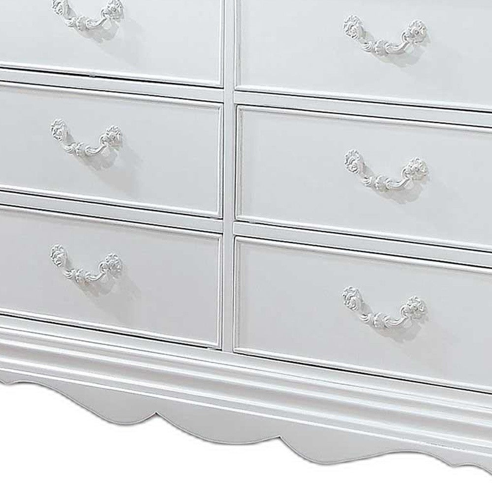 56" White Solid Wood Eight Drawer Double Dresser-4