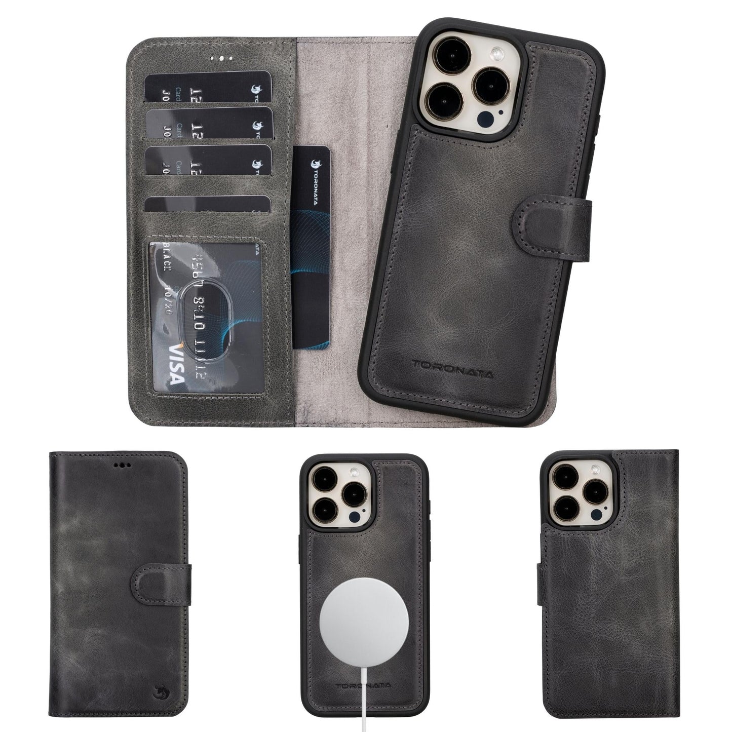 Casper iPhone 14 Series Detachable Leather Wallet Case