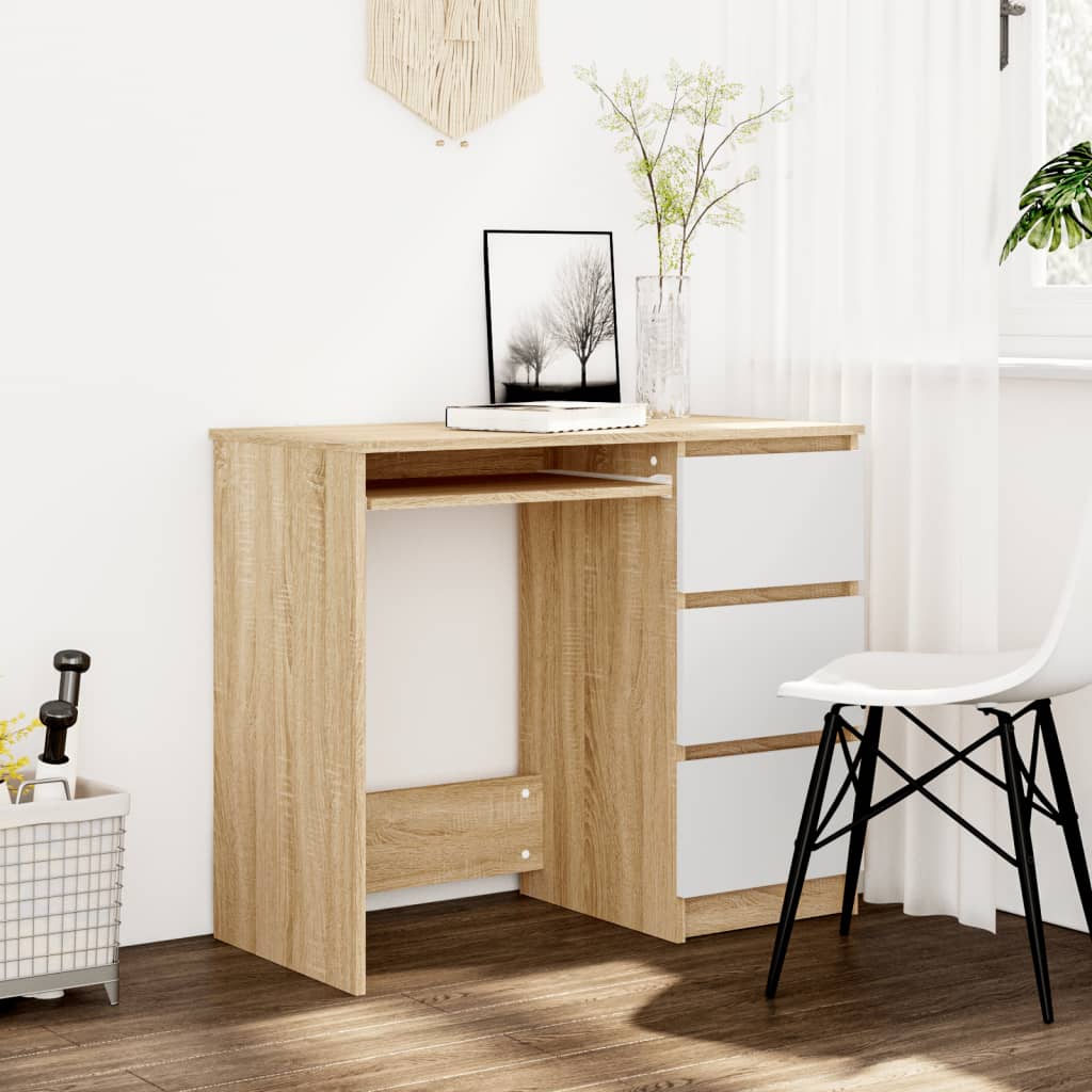 vidaXL Desk Computer Desk Office Desk Workstation with Drawer Engineered Wood