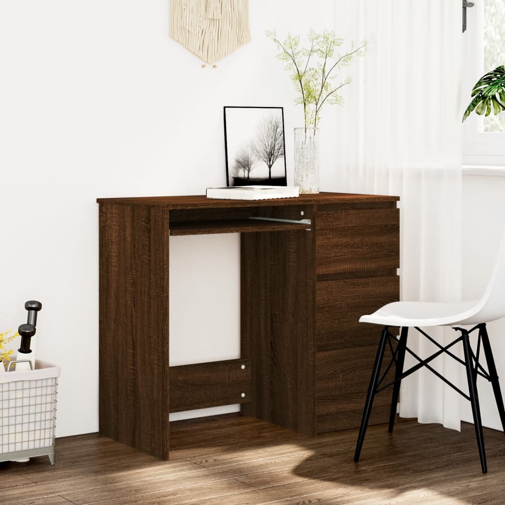 vidaXL Desk Computer Desk Office Desk Workstation with Drawer Engineered Wood
