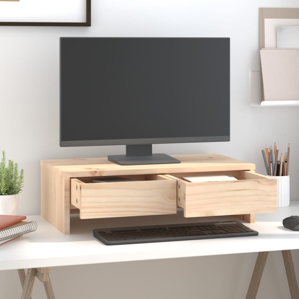 NNEVL Monitor Stand 50x27x15 cm Solid Wood Pine-2