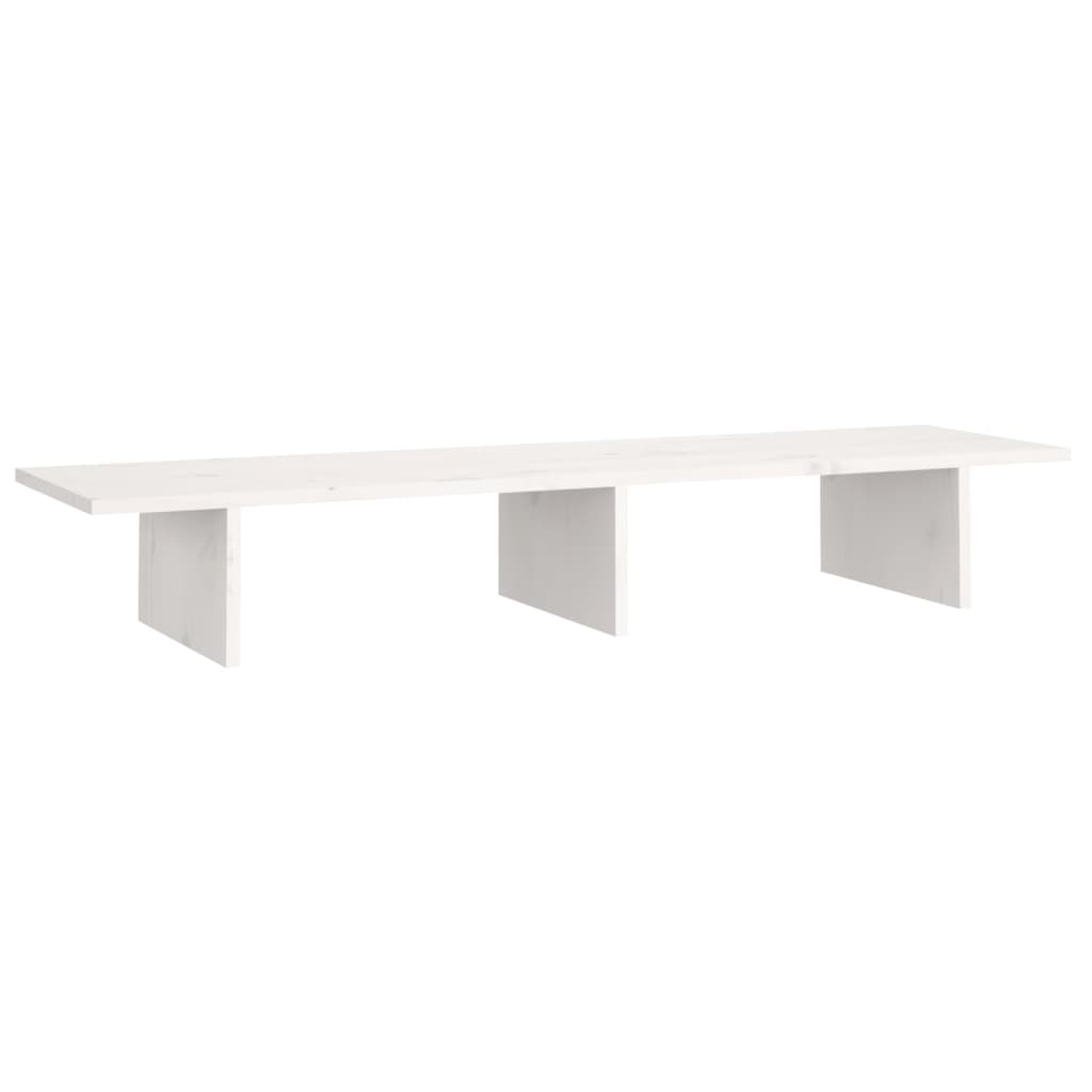 NNEVL Monitor Stand White 100x27x15 cm Solid Wood Pine-1