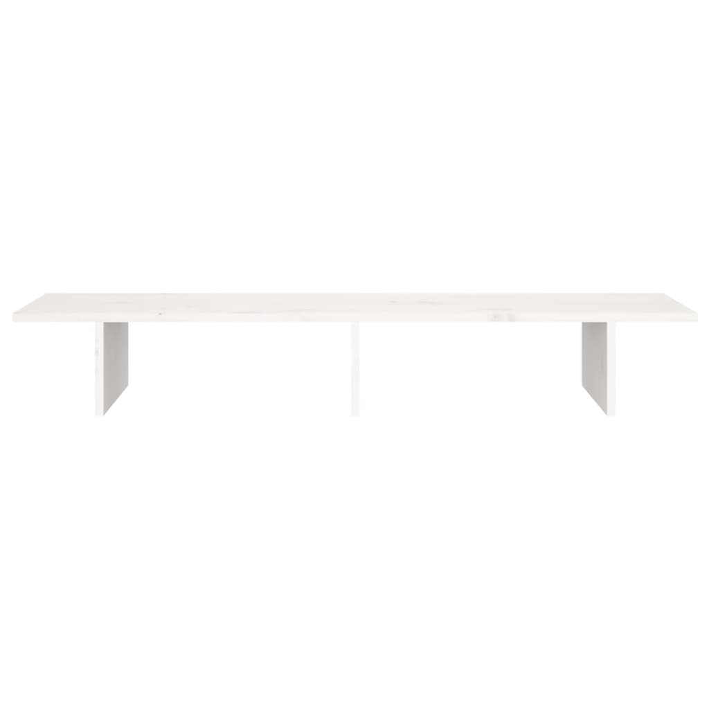 NNEVL Monitor Stand White 100x27x15 cm Solid Wood Pine-4