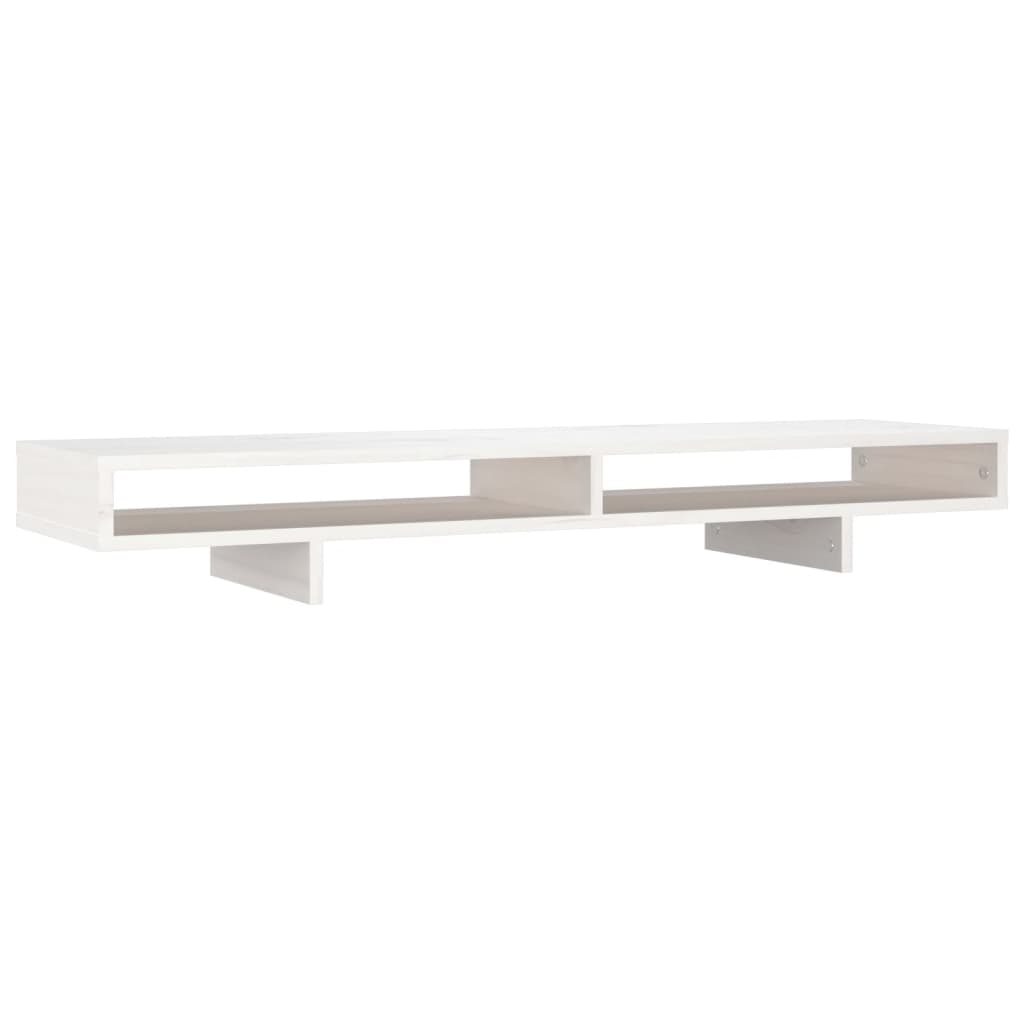 NNEVL Monitor Stand White 100x27x14 cm Solid Wood Pine-1