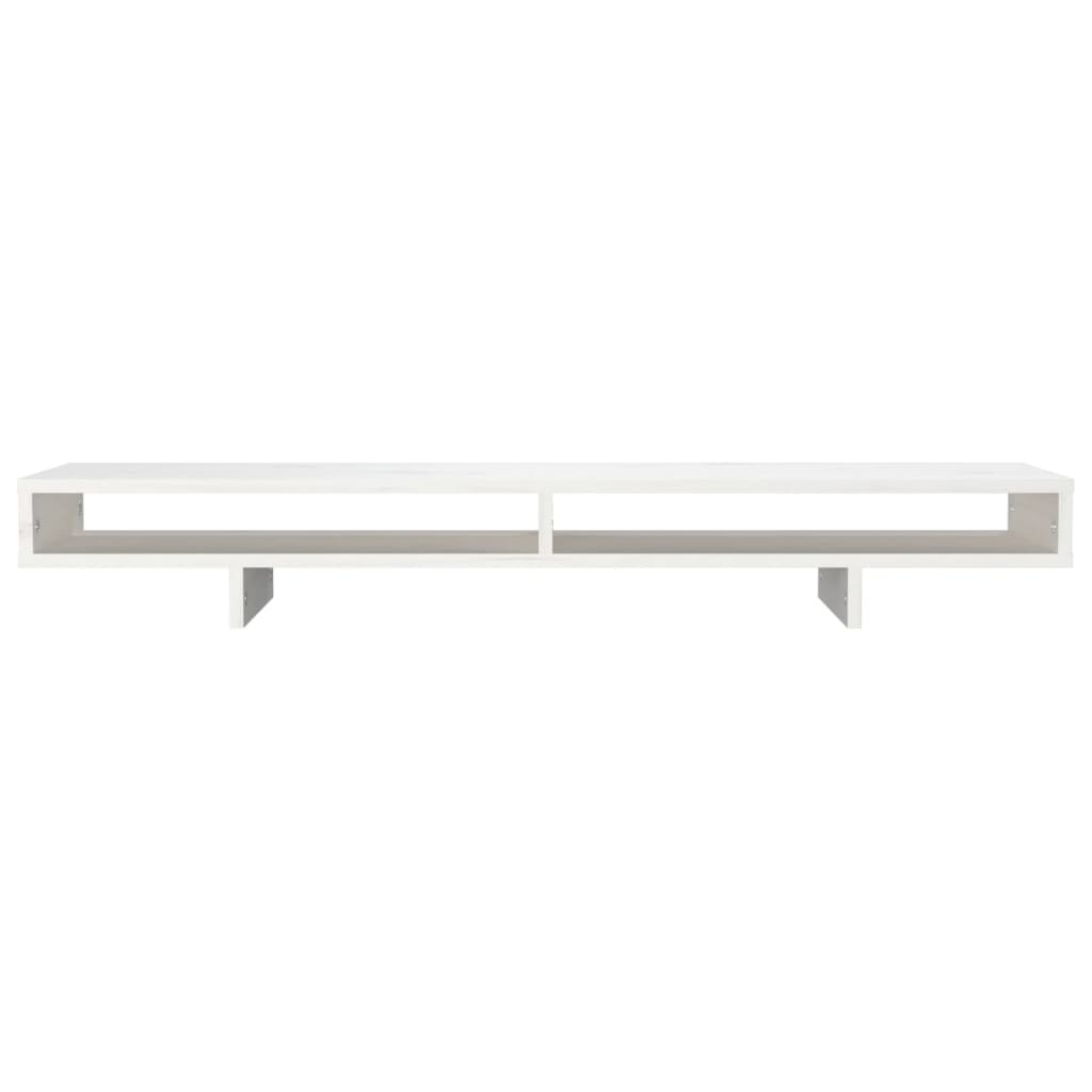 NNEVL Monitor Stand White 100x27x14 cm Solid Wood Pine-4