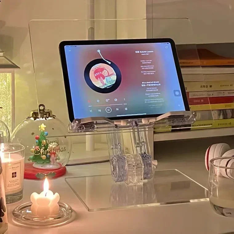 NNEOBA Luxury Lifted Acrylic Laptop Stand: 180° Rotatable, Ergonomic Design-4