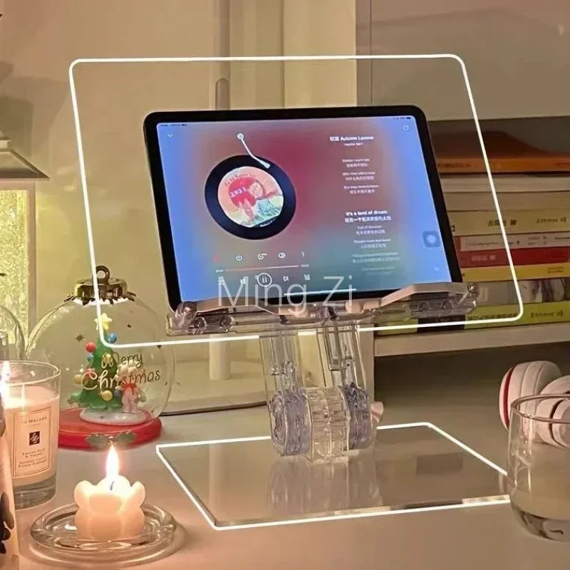 NNEOBA Luxury Lifted Acrylic Laptop Stand: 180° Rotatable, Ergonomic Design-1