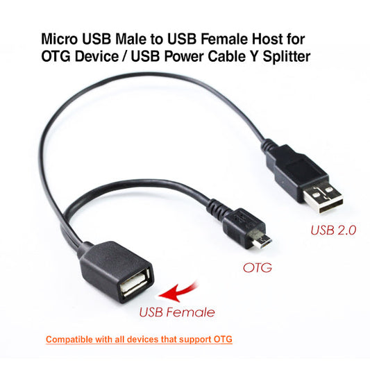 NNEDSZ Micro USB Male to USB Female Host for OTG Device / USB Power Cable Y Splitter-0