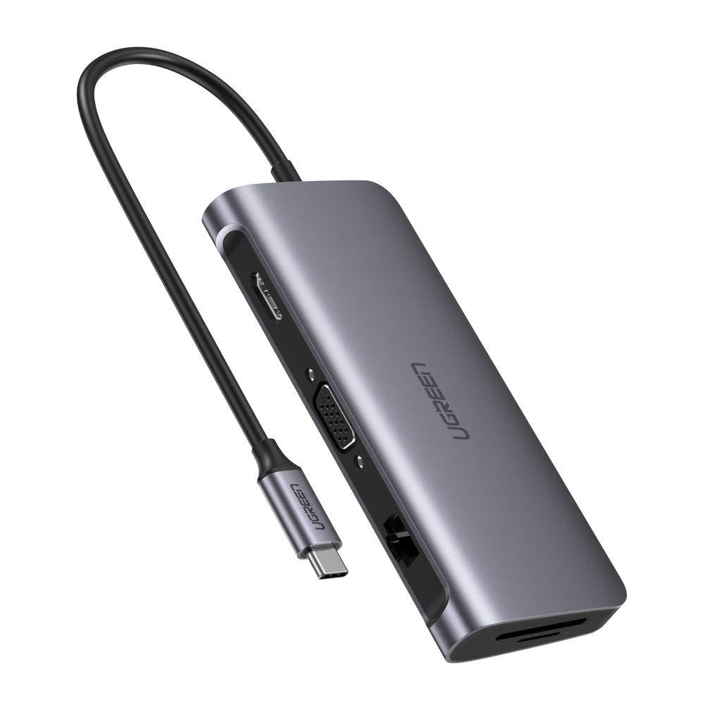 NNEDSZ Type C 9 in 1 Multifunction Adapter- HDMI/ VGA/Gigabit/TypeC/USB3.0 x 3/SD/TF (40873)-2