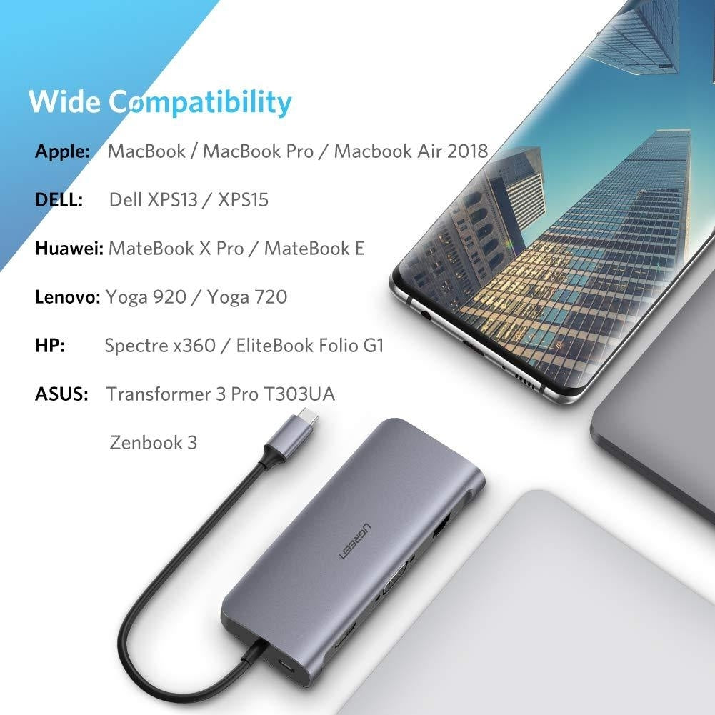 NNEDSZ Type C 9 in 1 Multifunction Adapter- HDMI/ VGA/Gigabit/TypeC/USB3.0 x 3/SD/TF (40873)-4