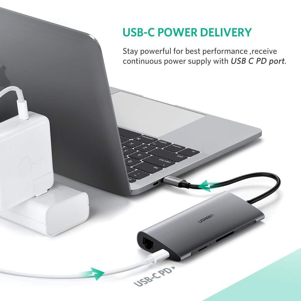 NNEDSZ Type C 8 in 1 Multifultion adaptor VGA/RJ45/USB3.0 x 3/SD/TF/TypeC PD Protocal (50539)-1