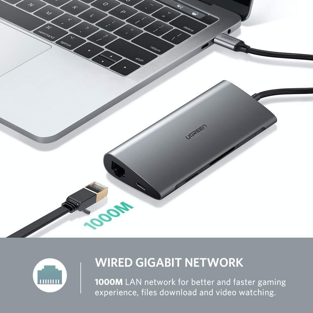NNEDSZ Type C 8 in 1 Multifultion adaptor VGA/RJ45/USB3.0 x 3/SD/TF/TypeC PD Protocal (50539)-3