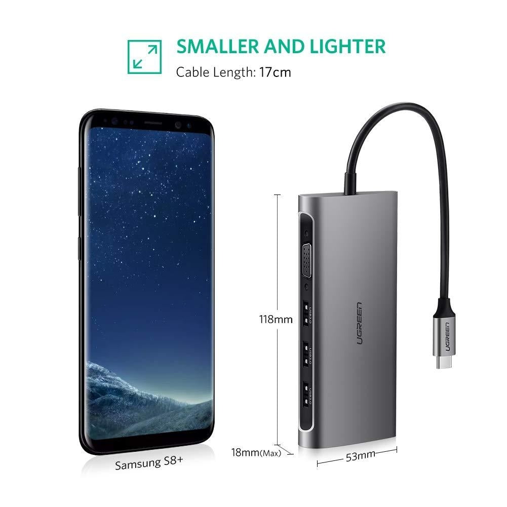 NNEDSZ Type C 8 in 1 Multifultion adaptor VGA/RJ45/USB3.0 x 3/SD/TF/TypeC PD Protocal (50539)-4