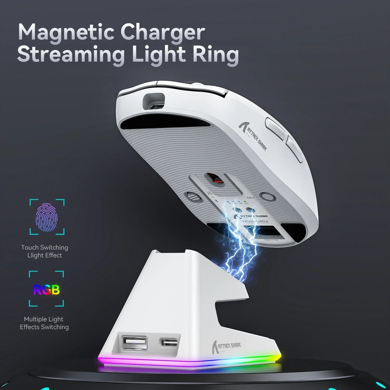NNEOBA Tri-Mode RGB Gaming Mouse with Magnetic Charging Base-1